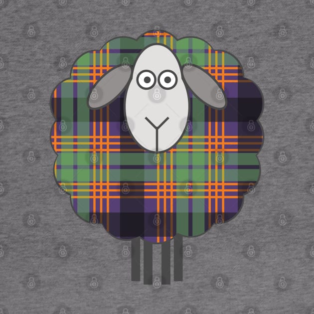 Scottish Halloween Coloured Tartan Patterned Sheep by MacPean